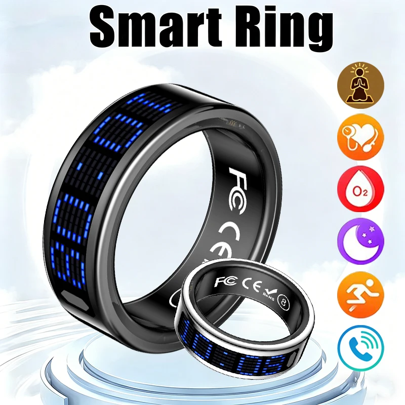 Smart Ring Health Tracker Heart Rate Sleep - Nuovo Anello Intelligente con Display LED