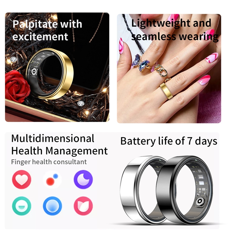 Smart Ring Step Calorie Fitness Monitor - Anello Intelligente per Monitoraggio Salute, Frequenza