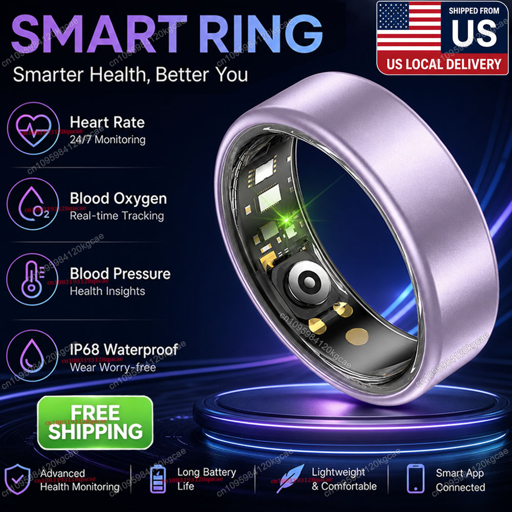Smart Ring Health Tracker Heart Rate Sleep - Anello Intelligente con Monitoraggio Frequenza Cardiaca,