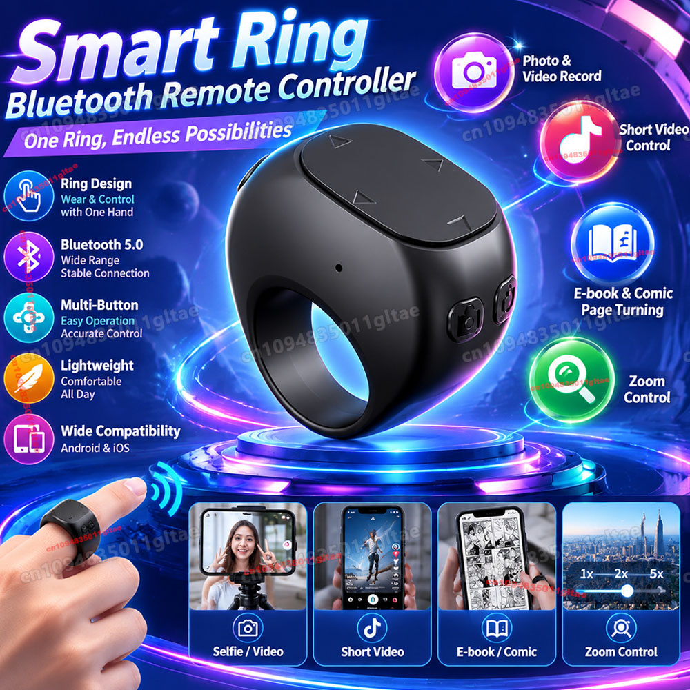 Smart Ring Health Tracker Heart Rate Sleep - Telecomando ad anello per mouse mobile,