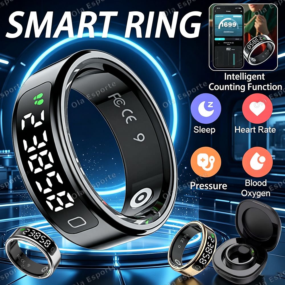 Smart Ring Health Tracker Heart Rate Sleep - Nuovo Anello Intelligente con Custodia di