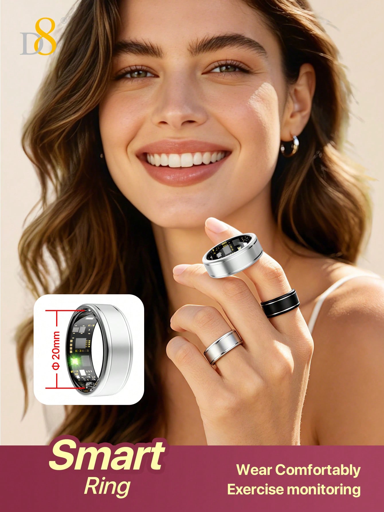Anello Intelligente D8 Fitness - Smart Ring Step Calorie Fitness Monitor recensione e prezzo
