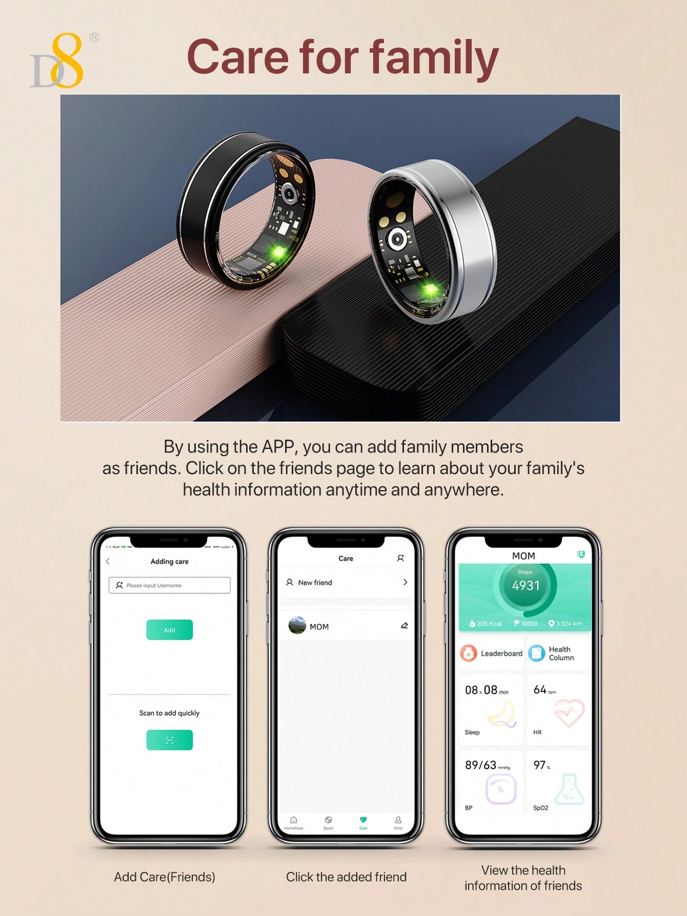 Anello Intelligente D8 Fitness - Smart Ring Step Calorie Fitness Monitor recensione e prezzo